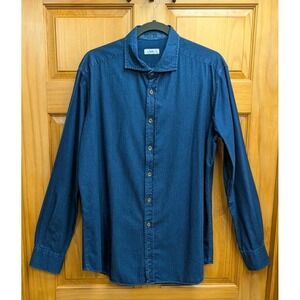 Ingram Men's Size Large Denim Dark Wash Shirt Long Sleeves Made in Italy